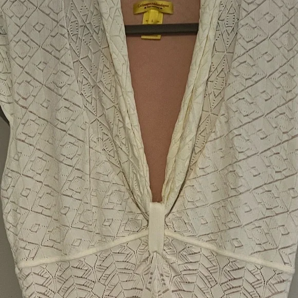 Catherine Malandrino Ivory Pointelle Knit Dress | L - Picture 7 of 11